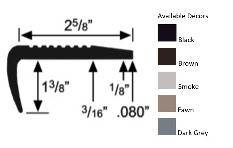 Commercial Rubber #3 Stair Nosing 2-5/8 in. x 9 ft. - Smoke